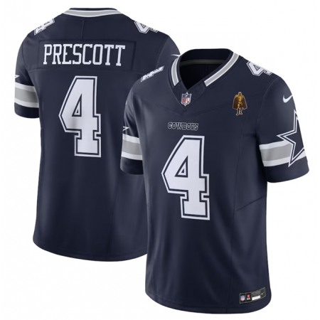 Men's Dallas Cowboys #4 Dak Prescott Navy 2023 F.U.S.E. With Walter Payton Patch Vapor Limited Stitched Football Jersey