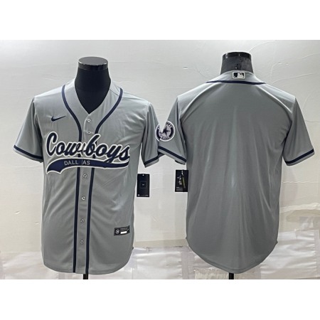 Men's Dallas Cowboys Blank Grey Cool Base Stitched Baseball Jersey