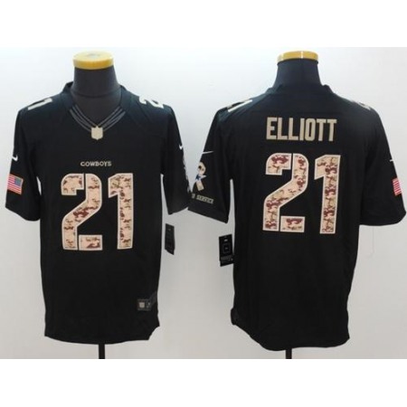 Nike Cowboys #21 Ezekiel Elliott Black Men's Stitched NFL Limited Salute To Service Jersey