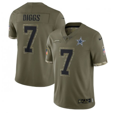 Men's Dallas Cowboys #7 Trevon Diggs Olive 2022 Salute To Service Limited Stitched Jersey