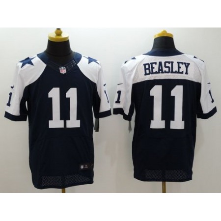 Nike Cowboys #11 Cole Beasley Navy Blue Thanksgiving Throwback Men's Stitched NFL Elite Jersey