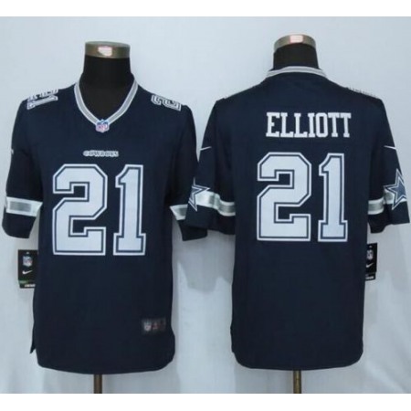 Nike Cowboys #21 Ezekiel Elliott Navy Blue Team Color Men's Stitched NFL Limited Jersey