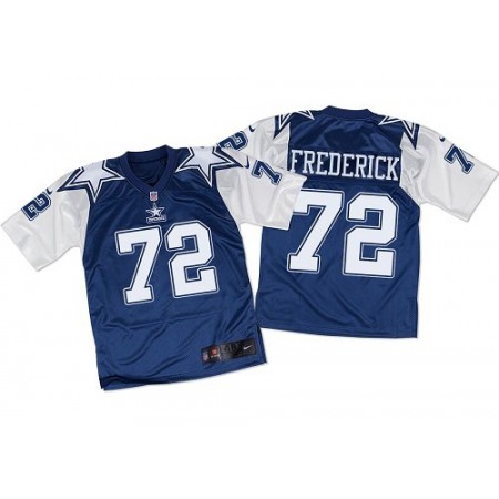 Nike Cowboys #72 Travis Frederick Navy Blue/White Throwback Men's Stitched NFL Elite Jersey