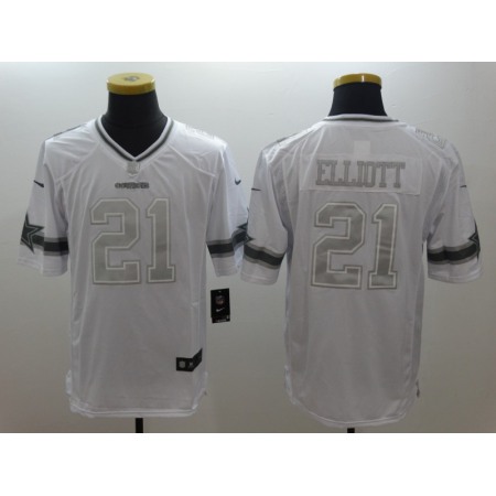 Men's Dallas Cowboys#21 Ezekiel Elliott White Stitched NFL Limited Platinum Jersey