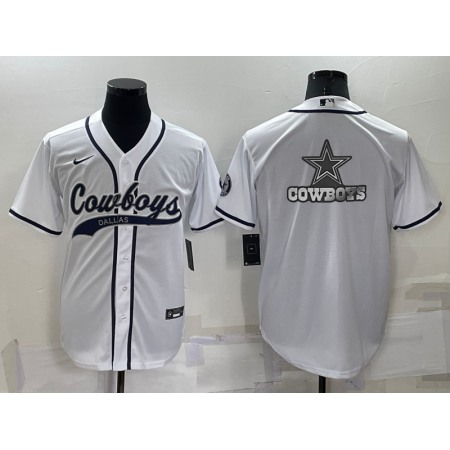 Men's Dallas Cowboys White Team Big Logo With Patch Cool Base Stitched Baseball Jersey