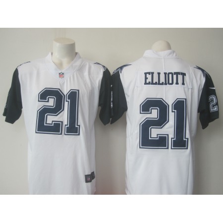 Men's Nike Cowboys #21 Ezekiel Elliott White Limited Rush Stitched NFL Jersey