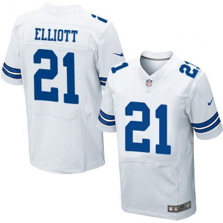 Nike Cowboys #21 Ezekiel Elliott White Men's Stitched NFL Elite Jersey