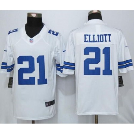 Nike Cowboys #21 Ezekiel Elliott White Men's Stitched NFL Limited Jersey