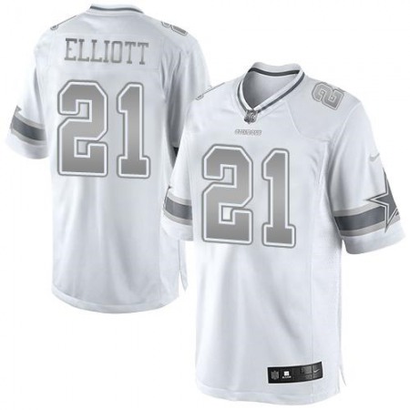 Nike Cowboys #21 Ezekiel Elliott White Men's Stitched NFL Limited Platinum Jersey