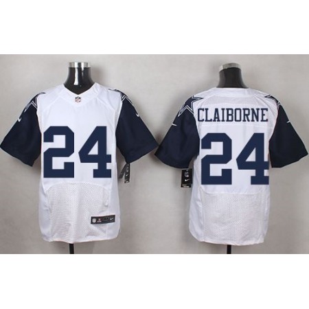 Nike Cowboys #24 Morris Claiborne White Men's Stitched NFL Elite Rush Jersey