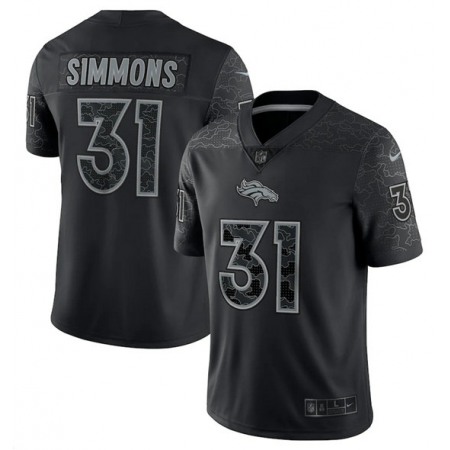 Men's Denver Broncos #31 Justin Simmons Black Reflective Limited Stitched Football Jersey