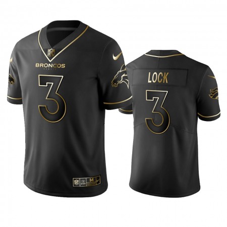 Men's Denver Broncos #3 Drew Lock Black 2019 Golden Edition Limited Stitched NFL Jersey