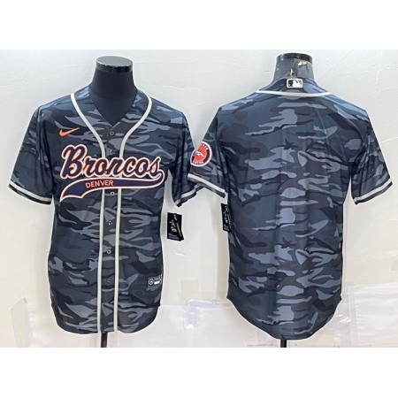 Men's Denver Broncos Blank Grey Camo With Patch Cool Base Stitched Baseball Jersey