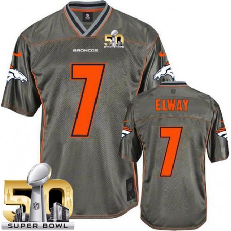 Nike Broncos #7 John Elway Grey Super Bowl 50 Men's Stitched NFL Elite Vapor Jersey