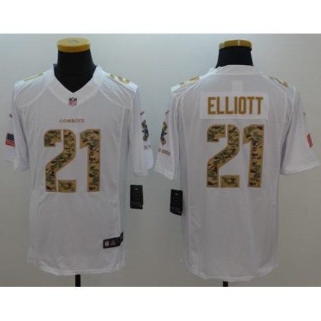 Nike Cowboys #21 Ezekiel Elliott White Men's Stitched NFL Limited Salute To Service Jersey