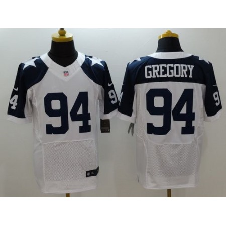 Nike Cowboys #94 Randy Gregory White Thanksgiving Throwback Men's Stitched NFL Elite Jersey