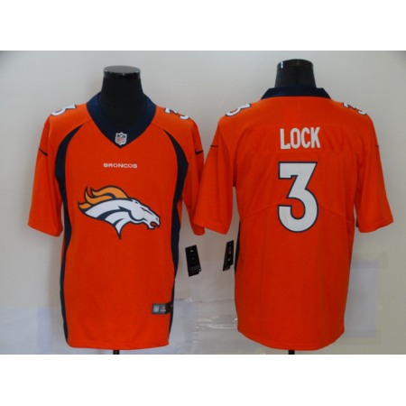 Men's Denver Broncos #3 Drew Lock Orange 2020 Team Big Logo Limited Stitched Jersey