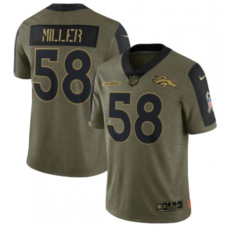 Men's Denver Broncos #58 Von Miller 2021 Olive Salute To Service Limited Stitched Jersey