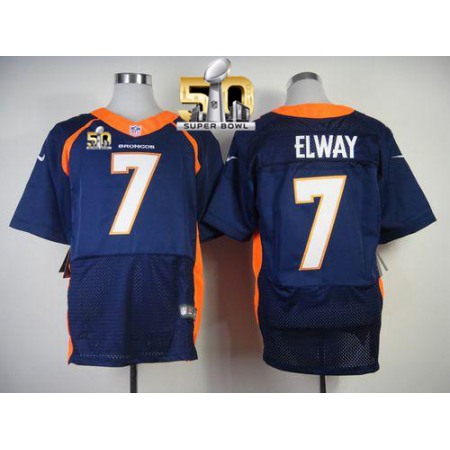 Nike Broncos #7 John Elway Navy Blue Alternate Super Bowl 50 Men's Stitched NFL New Elite Jersey