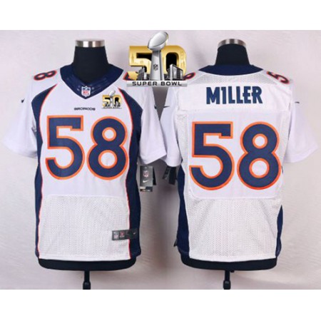 Nike Broncos #58 Von Miller White Super Bowl 50 Men's Stitched NFL New Elite Jersey