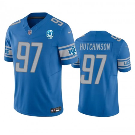 Men's Detroit Lions #97 Aidan Hutchinson Blue 2023 F.U.S.E. 90th Anniversary Vapor Untouchable Limited Stitched Jersey