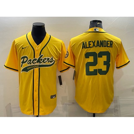 Men's Green Bay Packers #23 Jaire Alexander Gold With Patch Cool Base Stitched Baseball Jersey