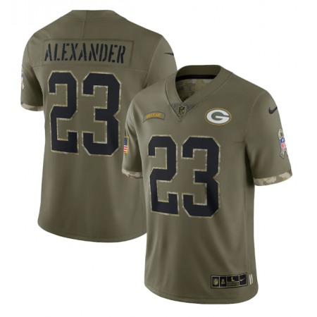 Men's Green Bay Packers #23 Jaire Alexander Olive 2022 Salute To Service Limited Stitched Jersey