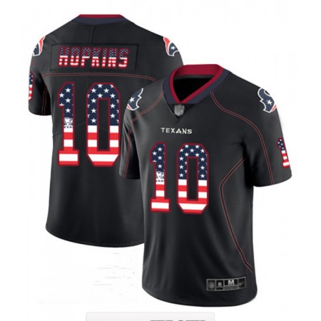 Men's Houston Texans #10 DeAndre Hopkins Black USA Flag Color Rush Limited Fashion NFL Stitched Jersey