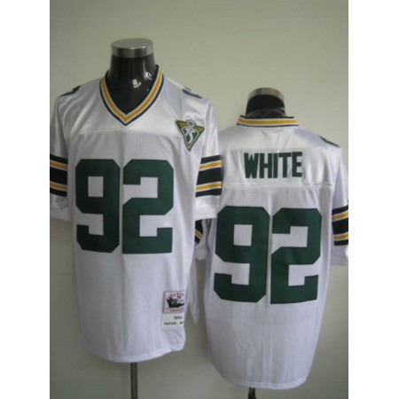 Mitchell & Ness Packers #92 Reggie White White With 75th Patch Stitched Throwback NFL Jersey