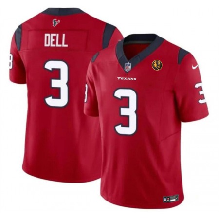 Men's Houston Texans #3 Tank Dell Red 2023 F.U.S.E. With John Madden Patch Vapor Limited Stitched Football Jersey