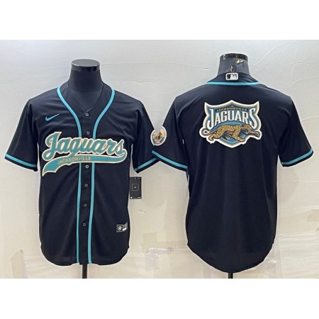 Men's Jacksonville Jaguars Black Team Big Logo With Patch Cool Base Stitched Baseball Jersey