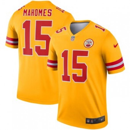 Men's Kansas City Chiefs #15 Patrick Mahomes Gold Inverted Legend Jersey