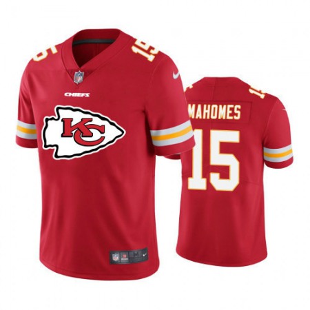 Men's Kansas City Chiefs #15 Patrick Mahomes Red 2020 Team Big Logo Limited Stitched Jersey