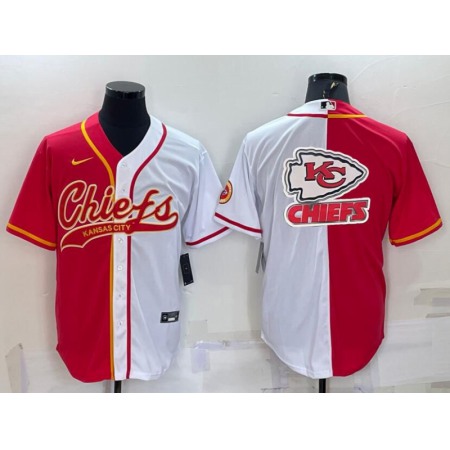 Men's Kansas City Chiefs Red/White Team Big Logo With Patch Cool Base Stitched Baseball Jersey