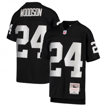 Men's Las Vegas Raiders #24 Charles Woodson 1998 Black Mitchell & Ness Stitched Jersey