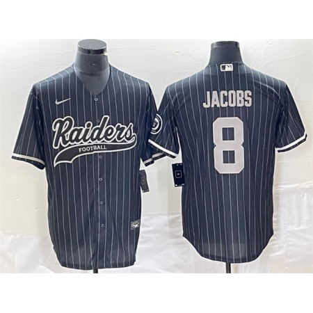 Men's Las Vegas Raiders #8 Josh Jacobs Black Cool Base Stitched Baseball Jersey