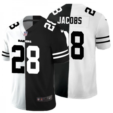 Men's Las Vegas Raiders #28 Josh Jacobs Black & White Split Vapor Split Limited Stitched Jersey