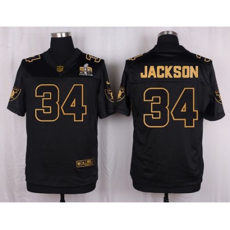 Nike Raiders #34 Bo Jackson Black Men's Stitched NFL Elite Pro Line Gold Collection Jersey