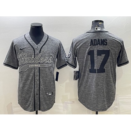 Men's Las Vegas Raiders #17 Davante Adams Grey With Patch Cool Base Stitched Baseball Jersey