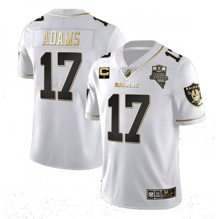 Men's Las Vegas Raiders #17 Davante Adams White Gold With C Patch Stitched Jersey