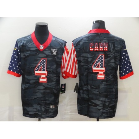 Men's Las Vegas Raiders #4 Derek Carr Camo USA Flag Limited Stitched Jersey