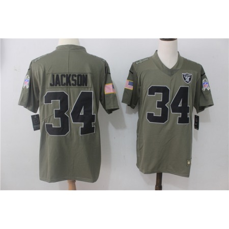 Men's Nike Oakland Raiders #34 Bo Jackson Olive Salute To Service Limited Stitched NFL Jersey