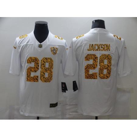 Men's Las Vegas Raiders #28 Josh Jacobs 2020 White Leopard Print Fashion Limited Stitched Jersey