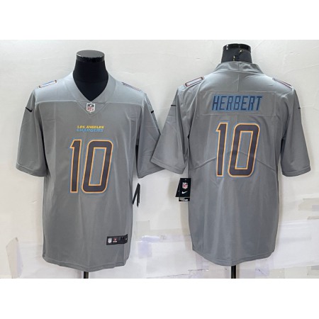 Men's Los Angeles Chargers #10 Justin Herbert Grey Atmosphere Fashion Stitched Jersey