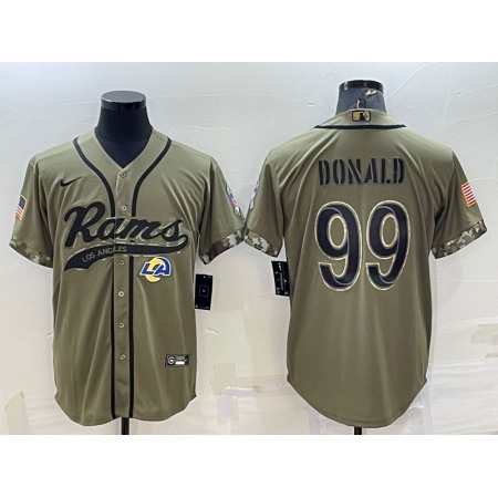 Men's Los Angeles Rams #99 Aaron Donald Olive 2022 Salute to Service Cool Base Stitched Baseball Jersey