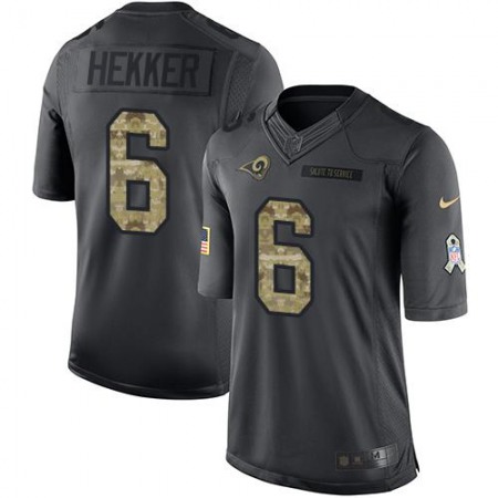 Nike Rams #6 Johnny Hekker Black Men's Stitched NFL Limited 2016 Salute to Service Jersey