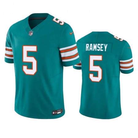 Men's Miami Dolphins #5 Jalen Ramsey Aqua 2023 F.U.S.E Vapor Limited Stitched Football Jersey