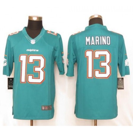 Nike Dolphins #13 Dan Marino Aqua Green Team Color Men's Stitched NFL Limited Jersey