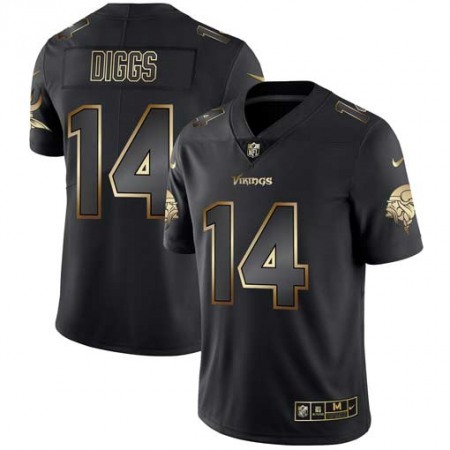 Men's Minnesota Vikings #14 Stefon Diggs 2019 Black Gold Edition Stitched NFL Jersey