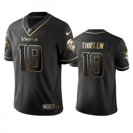 Men's Minnesota Vikings #19 Adam Thielen Black Golden Editon Limited Jersey